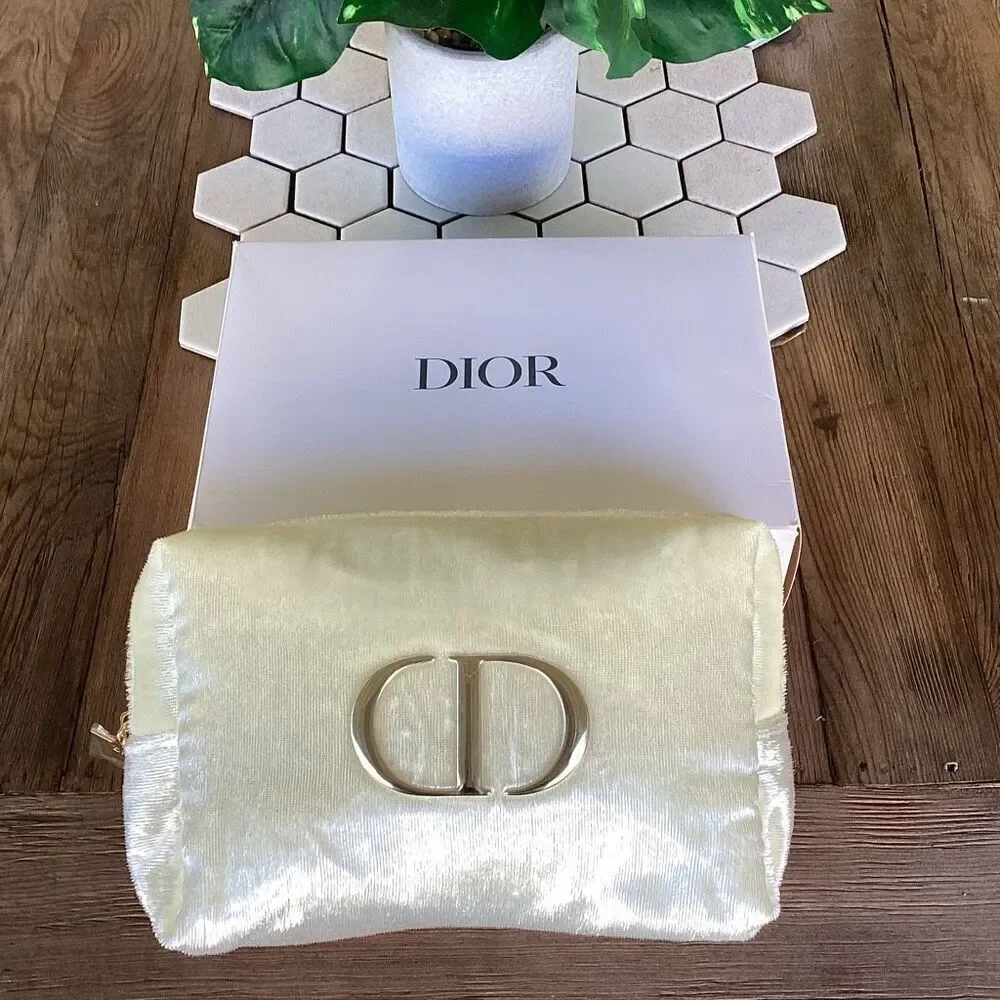 Christian Dior Crushed Velvet Cosmetic Make Up Bag Clutch New in Box GWP